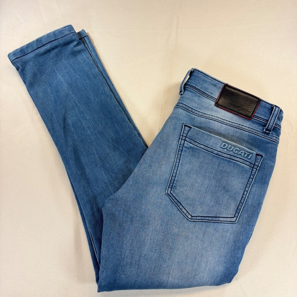 Ducati Scrambler Slim Fit Stretch Jeans Men 32 Blue Light Wash Official Licensed